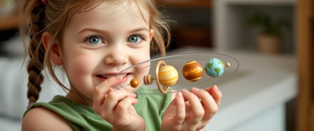 A five-year-old girl gave her parents encyclopedic knowledge about the Solar System.